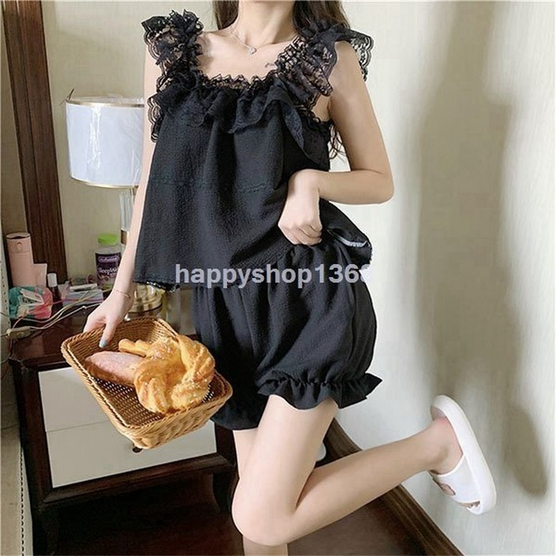 パジャマ レディース 春夏 半袖 ルームウェア セットアップ キャミソール ハーフパンツ ズボン 柔らか 部屋着 寝巻き 快適 体型カバー 大きいサイズ 可愛い 新品 通販 Lineポイント最大get Lineショッピング