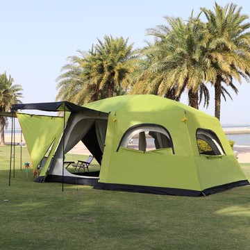 屋脊13平精致戶外露營兩室一廳黑膠帳篷野外露營防大暴雨遮陽防曬