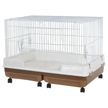 MARUKAN 雙抽屜式精緻兔籠 MK-MR-999 咖啡 1入  附滾輪方便移動