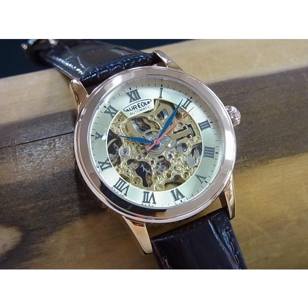 超美品 AUREOLE オレオール スケルトンウォッチ 自動巻 ベルト新品 オレオール AUREOLE SW595M-01 自動巻き式時計 スケルトン