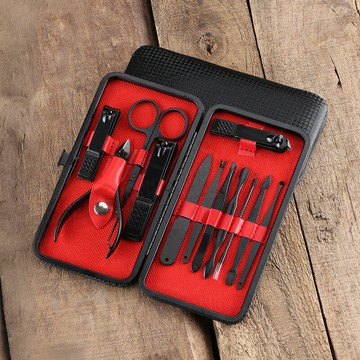 不鏽鋼黑色美甲套裝 多規格 從頭修到腳 修容組 美甲工具 修甲組 美容套裝 修眉剪 指甲銼【ZE0504】《約翰家庭百貨