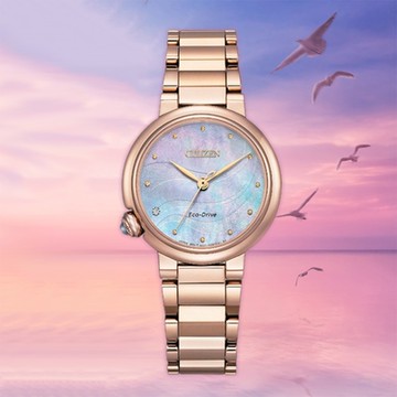 CITIZEN 星辰 L系列 黃昏紫霞 光動能大三針女錶 雙12購物節 送禮首選 EM0917-81Y