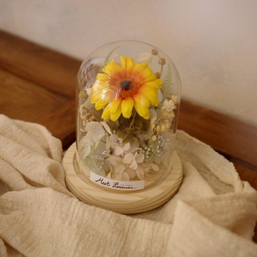 【遇見恆久】向陽而行永生向日葵玻璃罩 含燈 含盒