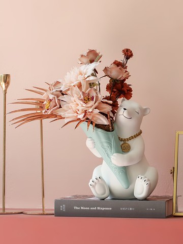 北極熊客廳花藝擺件插花電視酒柜桌面茶幾家居裝飾品喬遷新居禮品