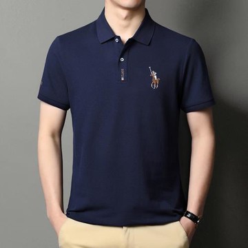 翻領短袖t恤男土純棉質感品牌男裝衫休閑時尚半袖商務爸爸夏裝