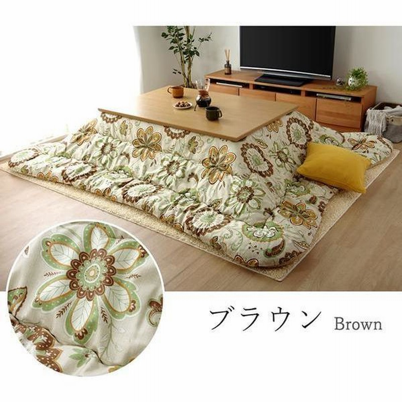 通常在庫品 こたつ布団/寝具 〔花柄 掛け単品 ピンク 約205×245cm〕 長方形 日本製 洗える 綿100％ 躓き防止仕様  〔リビング〕〔〕送料込み 通販