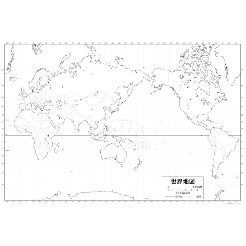 世界地図の紙の白地図 A1サイズ 2枚セット