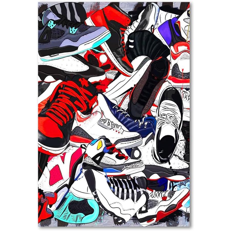 QridRir Basketball Shoes Wall Art Poster Classic Fashion Trendy Sneaker Prints Canvas Painting Artwork for Living room Decoration Gift for Sport Fa