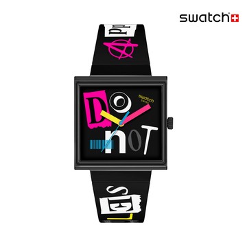 Swatch PIERCED EDGE 經典手錶/方形錶/瑞士製造 SO34B100 (33mm)【官方旗艦店】