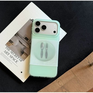 韓系ins清新淺綠色餐具適用防摔殼 iphone17promax手機殼16 15 14 13 保護套 蘋果保護殼 不撞款