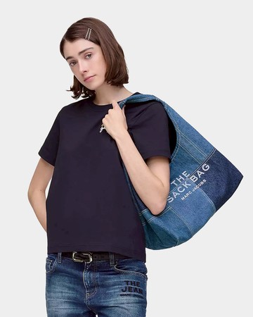 MARC JACOBS 藍色拼接丹寧 Sack 包 -