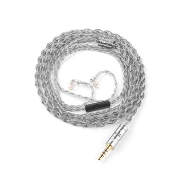 DTAudio 2PIN 鍍銀銅線耳機線【銀灰帶麥款】｜有線耳機 耳機有線 電腦耳機 監聽耳機 3.5mm 耳機線 演唱會耳機
