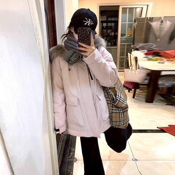 毛領羽絨服女款2025新款冬季小個子冬裝厚外套女工裝派克服防寒服鑫弘-素時衣櫥