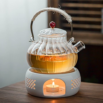 瓷牌茗日式復古陶瓷小溫茶器耐熱加厚玻璃茶壺蠟燭煮茶爐茶道配件