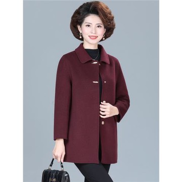 大碼媽媽裝雙面呢子大衣秋冬時尚大氣中老年女裝洋氣毛呢外套