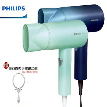 【PHILIPS 飛利浦】水潤護色負離子吹風機 (贈原廠美容古典手拿鏡乙個) BHD399
