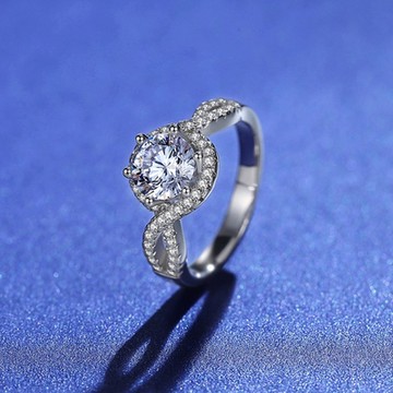 [米蘭精品] 莫桑鑽戒指925純銀銀飾-1克拉8心8箭微鑲扭臂聖誕節情人節生日禮物女飾品73yk63