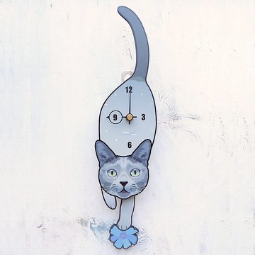 C-80 俄羅斯藍貓 - 動物造型鐘擺鐘