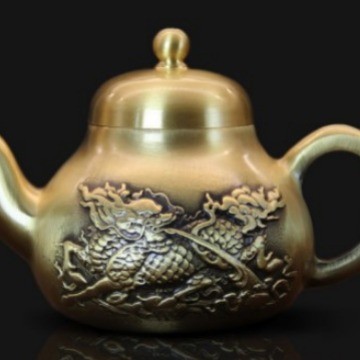 招財好運🙏🏻已過爐開光 山水茶壺 開運擺件 步步高陞 黃銅茶壺全銅小號單壺山水茶壺套裝家居酒店裝飾工藝品家居擺件