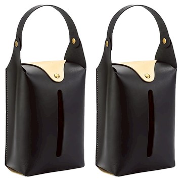 掛式衛生紙盒 優選柔軟PU皮革材質 手感舒適 經久耐刮  黑色  2個