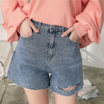 【MISTO SHOP】正韓｜輕薄款牛仔割破短褲