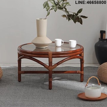 免運 開立發票 茶几 邊幾 小邊桌 飄窗桌子小茶幾藤編臥室炕桌家用榻榻米復古小茶桌日式窗臺小矮桌