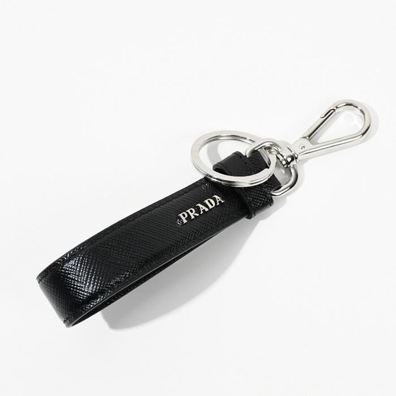 ■美品■ PRADA プラダ サフィアーノレザー キーモチーフ チャーム キーホルダー レディース ブラック系×ゴールド系 AN2722美品