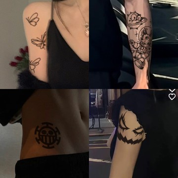 【台灣發貨】買四送一紋身貼果汁半永久防水防汗小清晰可愛紋身貼持久貼紙男女網紅霸氣酷潮男女通用紋身貼