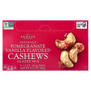 Sahale Snacks, 糖衣天然石榴香草腰果，9 包，每包 1.5 盎司（42.5 克）