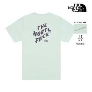 【The North Face 官方旗艦】北面男款綠色FLASHDRY速乾短袖T恤｜8G7UG70 排汗衫