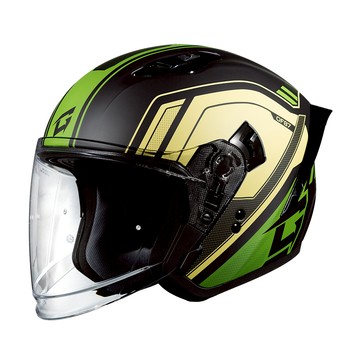 GMAX OF-87 公爵_消光黑/黃綠 開放式安全帽