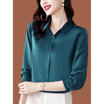 大牌正宗真絲襯衫女2025春秋新款桑蠶絲高端上衣杭州品牌垂感襯衣