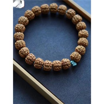 高端精配小金剛菩提籽佛珠手串原籽蜂王花王姜黃皮雙龍盤龍紋文玩