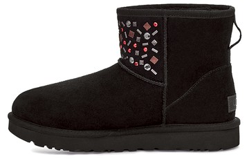 WMNS UGG CLASSIC MINI STUD II RIVETS SNOW BOOTS BLACK