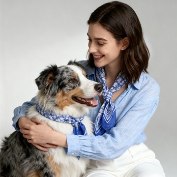 寵主與寵物網紅組合狗狗及主人同款造型狗狗圍巾Monogram絲巾套裝