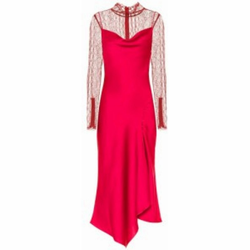 ジョナサン シンカイ Jonathan Simkhai レディース パーティードレス ワンピース ドレス Satin And Lace Midi Dress Siren Red 通販 Lineポイント最大1 0 Get Lineショッピング