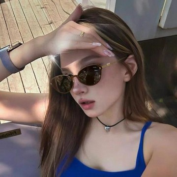 新款女士偏光太陽鏡歐美時尚一體小框高級感復古防紫外線貓眼墨鏡