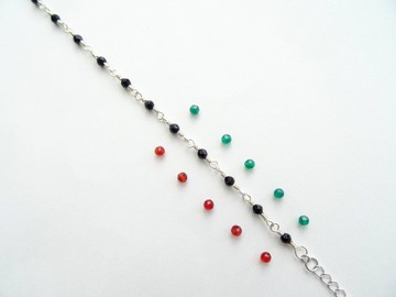 細細的 紅瑪瑙 綠瑪瑙 純銀 小自在 可調整手鍊