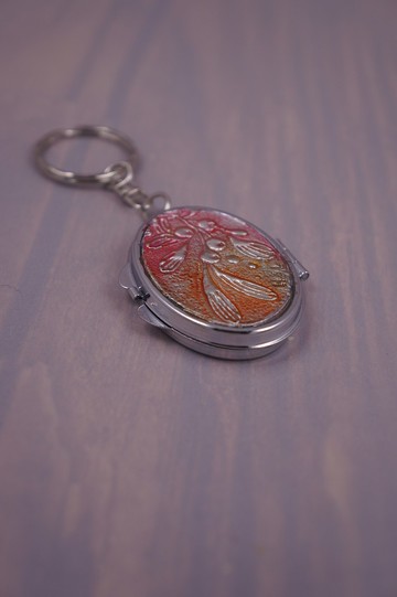 錫雕多用途橢圓型鏡盒鑰匙圈2