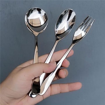 麥可廚 AP304不銹鋼勺子叉子圓潤精致圓頭勺甜品勺甜品叉吃飯勺子