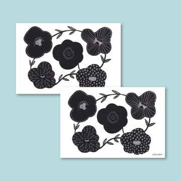 明信片【flower black】兩入組