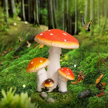 戶外花園庭院草坪裝飾造景仿真蘑菇田園風格樹脂雕塑擺件公園擺設