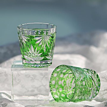 日式江戶切子白酒杯手工雕刻威士忌水晶玻璃杯清酒杯家用小酒杯子