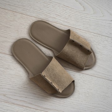 GIAN 匠家具 皮革室內拖鞋  奶茶色 - L  25~28 (cm)