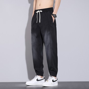 天絲萊賽爾！冰涼感冰科技褲頭鬆緊束腳牛仔褲 / 男女適穿 / 輕薄款 / 4色 / M-4XL / 大尺碼【QTJ25805】