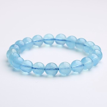 天然海藍寶手鏈女巴西潤藍級海藍寶單圈手串情侶水晶時尚飾品禮物