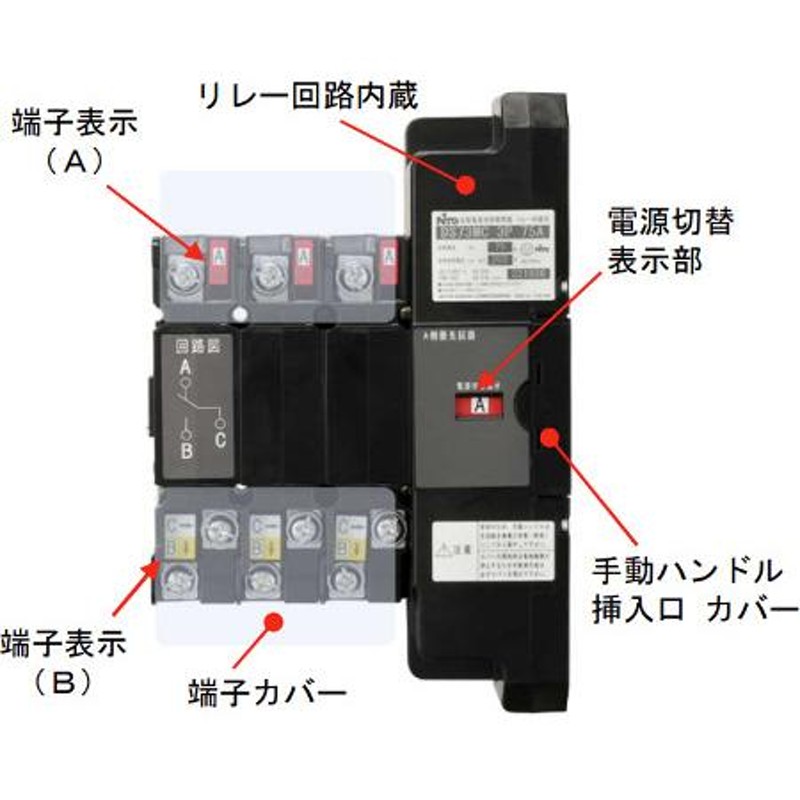 日東工業 2P 30A 自動電源切替開閉器リレー内蔵型 極数2P 定格電流30A 定格電圧100V DS32MC | LINEブランドカタログ