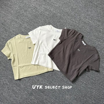 【 UYK 】現貨推薦✨熱銷蝴蝶結刺繡修身短版上衣