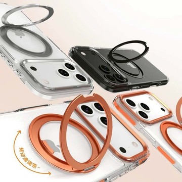 【山水之寶】iPhone 17/17Air/17pro/17promax手機殼 彩邊360旋轉磁吸支架氣囊防摔殼 不支援無線充電