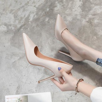 高跟鞋少女2025年新款細跟百搭裸色法式氣質性感尖頭春秋單鞋